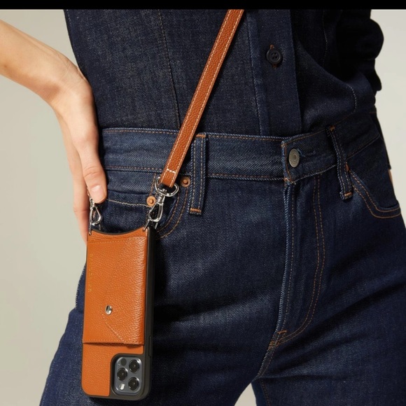 Bandolier Accessories - Bandolier iPhone 12 Pro Max Leather Crossbody Sienna/Silver, with dust bag